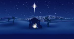 Christmas-Stable scene with star overhead